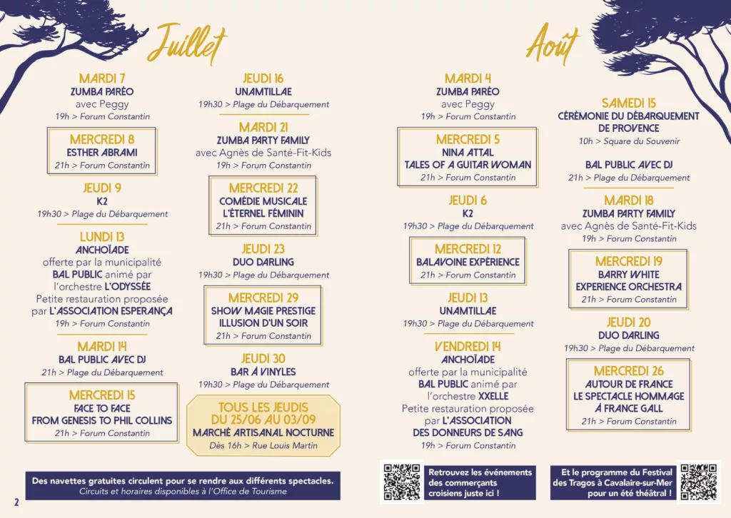 Programme complet soirées d'été